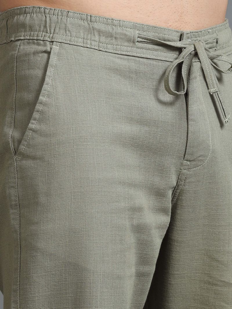 HouseOfCommon Men Relaxed Green Linen Trousers - Image 6