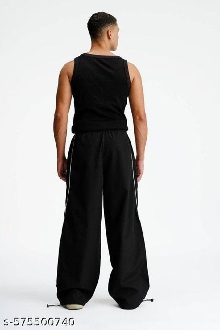 LEXREX Men Black Cotton Blend Trousers - Image 3