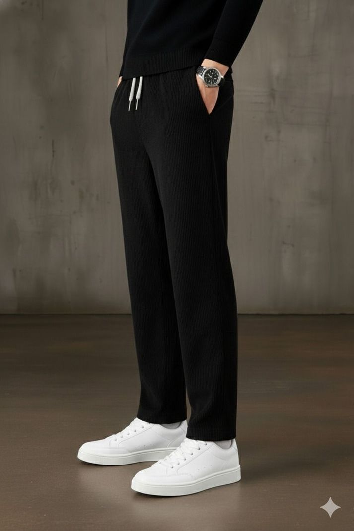 METRONAUT Straight Fit Black Polyester Trousers - Image 4