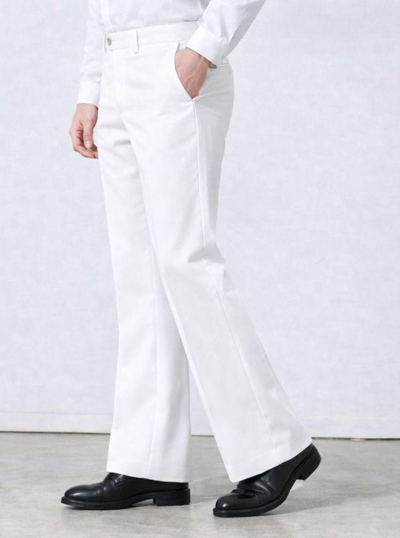 AGMW Men White Lycra Blend Trousers - Image 2