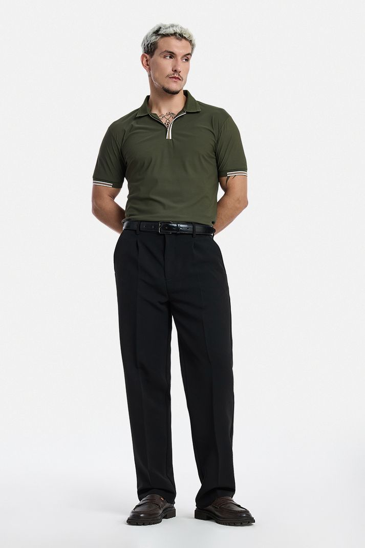 Snitch Men Straight Fit Black Polyester Trousers - Image 3