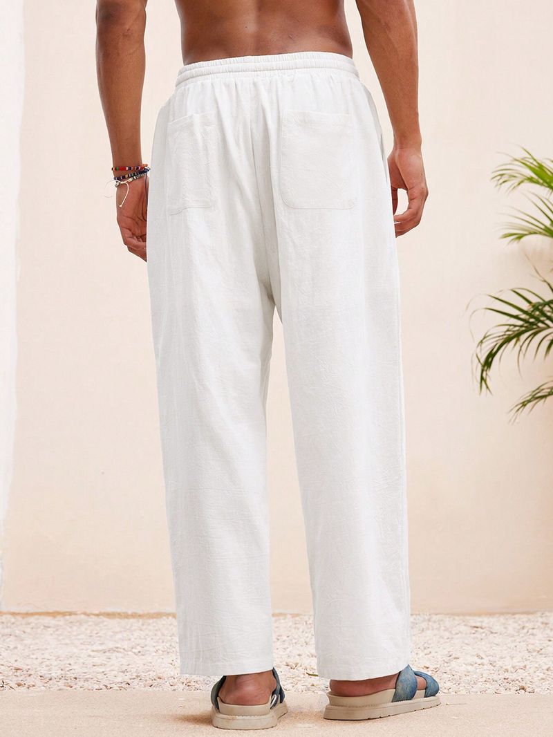 Plus91 Men White Pure Linen Trousers - Image 6