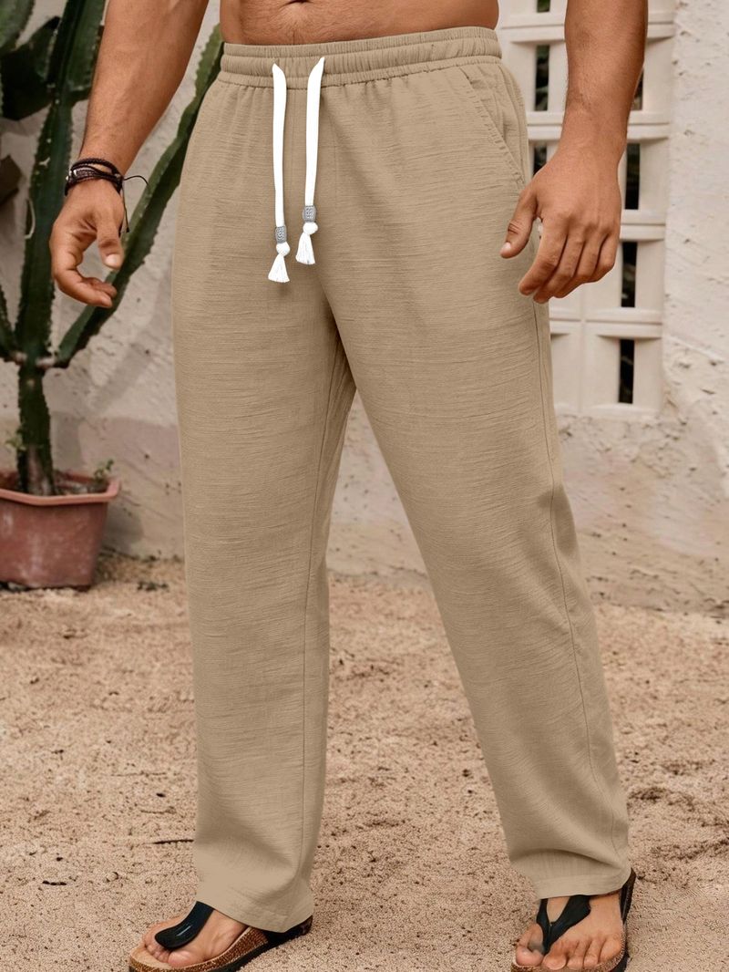 Rajovati Men Regular Fit Cream Linen Trousers - Image 5