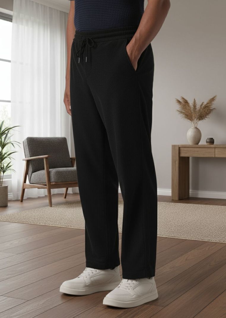 INDICLUB Men Black Corduroy Trousers - Image 5