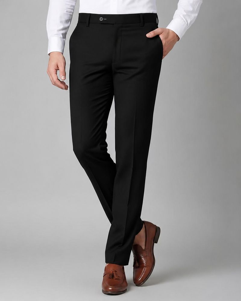 METRONAUT Men Black Cotton Blend Trousers - Image 2