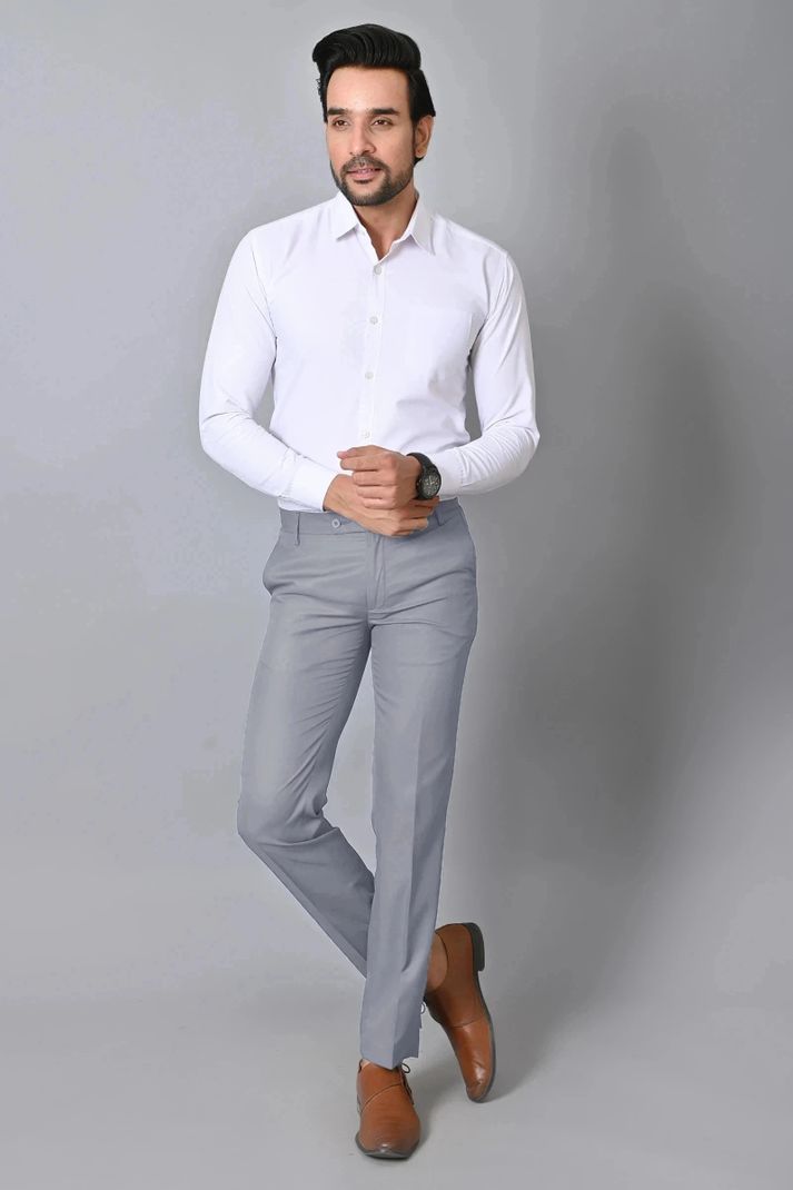 El Cielo Men Regular Fit Grey Trousers - Image 5