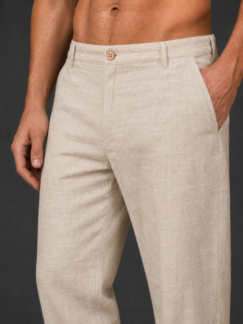 Roadster Men Beige Linen Blend Trousers - Image 6