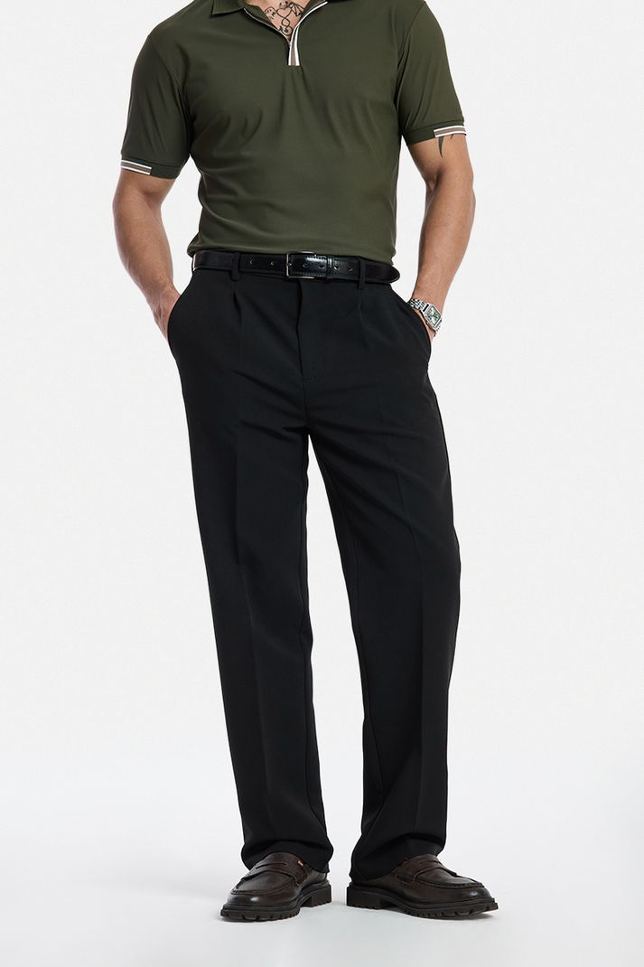 Snitch Men Straight Fit Black Polyester Trousers - Image 2