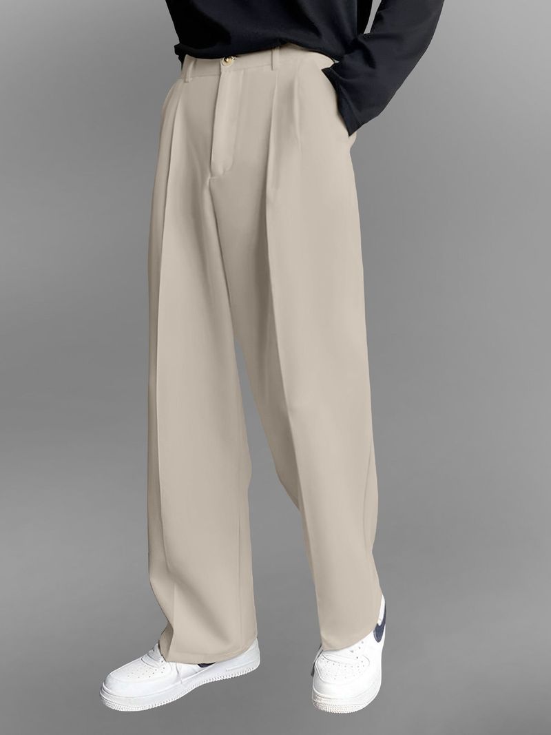 FTX Men Relaxed Beige Lycra Blend Trousers - Image 6