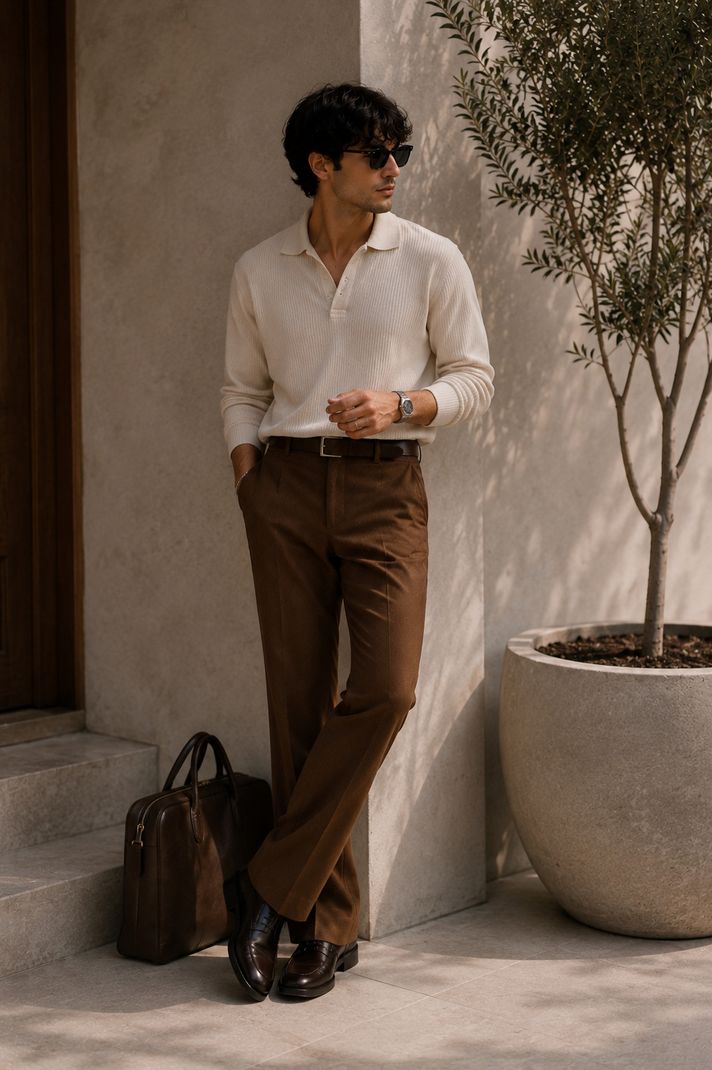 ShopVillaa Men Flared Brown Trousers - Image 4