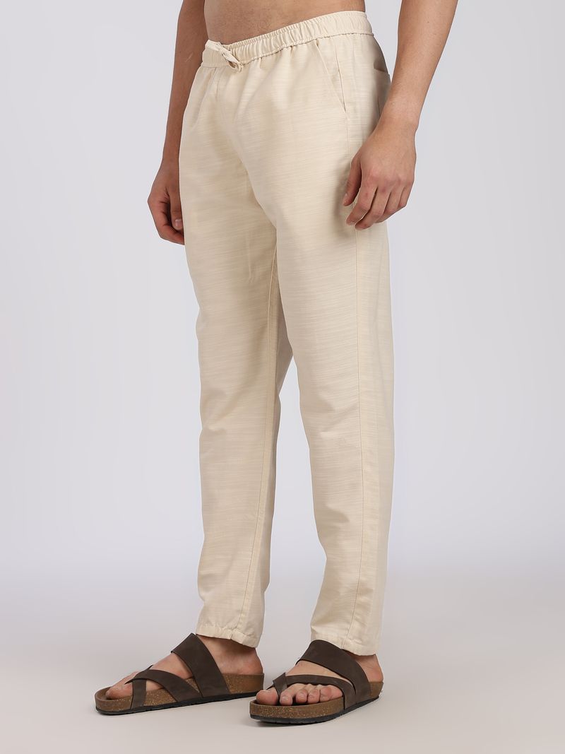 Lyphy Men's Straight Fit Cream Trousers - Image 4
