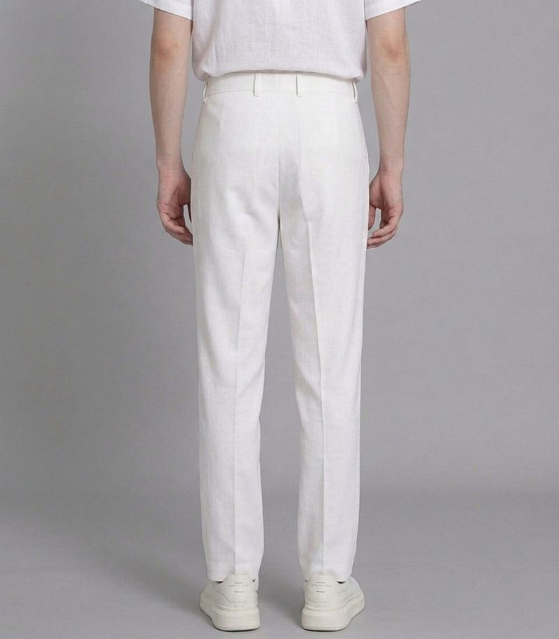 FashionInfinity Men White Lycra Blend Trousers - Image 4
