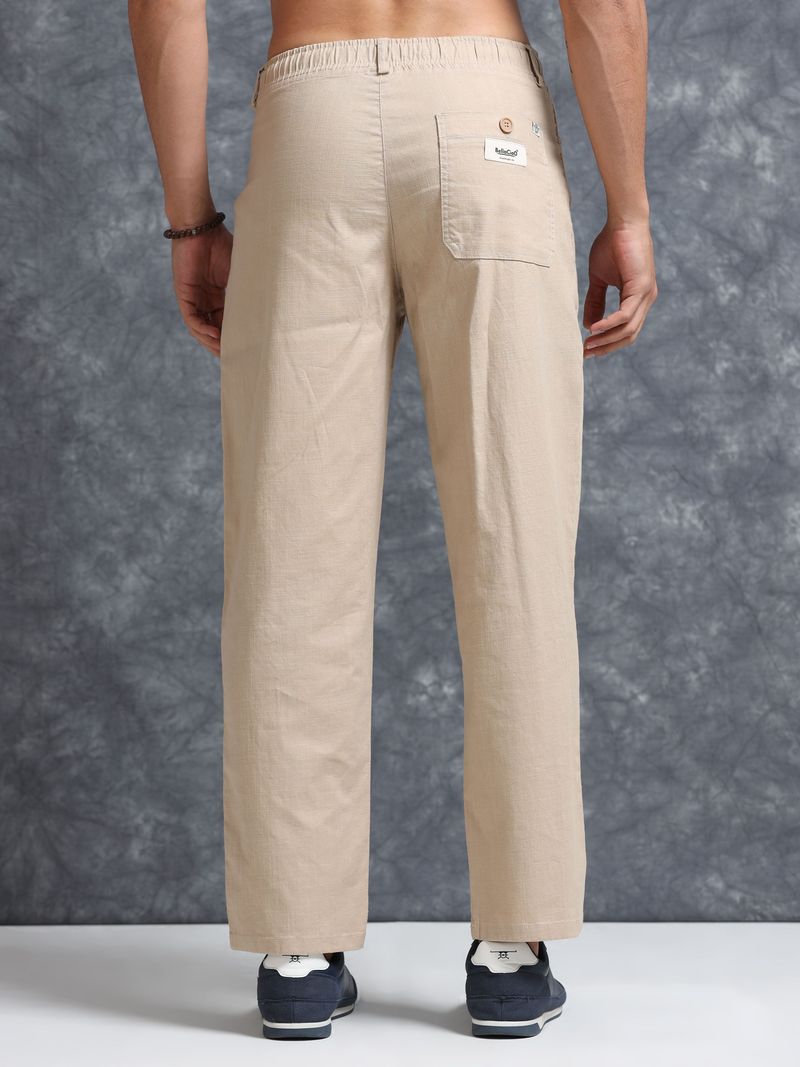 Bellaciao Clothings Co Men Cream Linen Trousers - Image 3