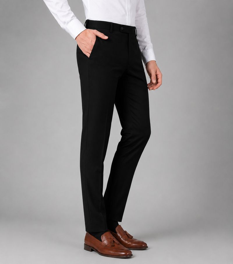 METRONAUT Men Black Cotton Blend Trousers - Image 4