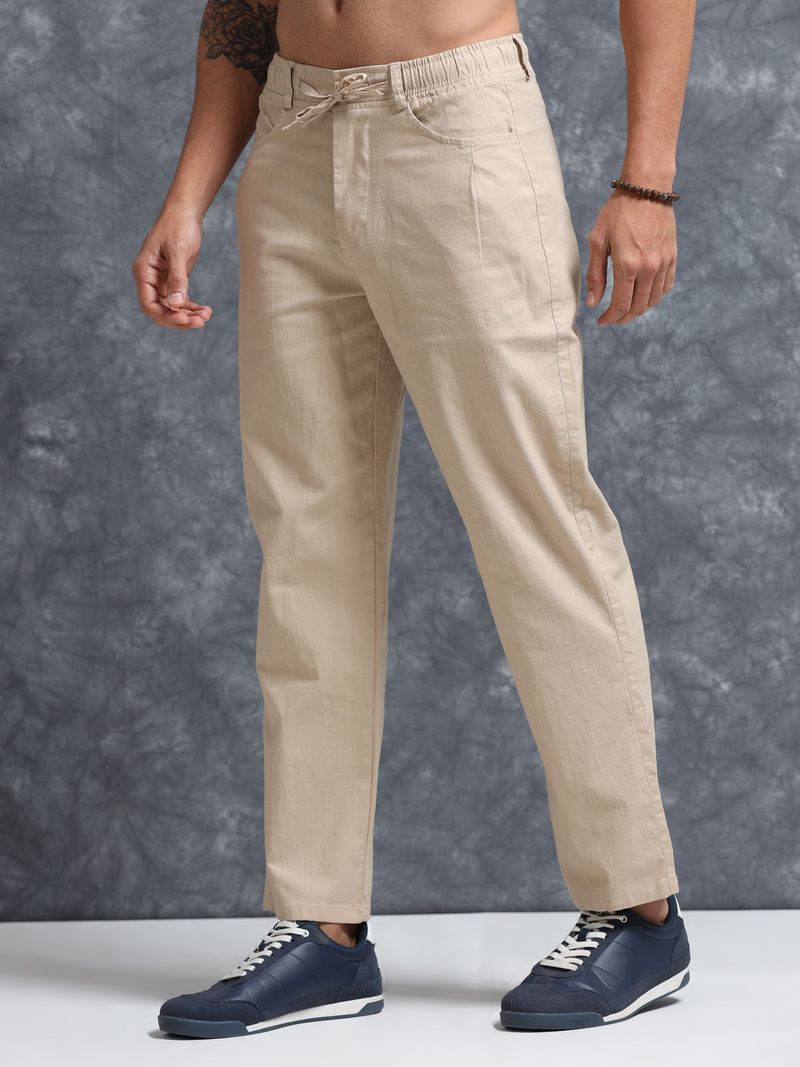 Bellaciao Clothings Co Men Cream Linen Trousers - Image 4