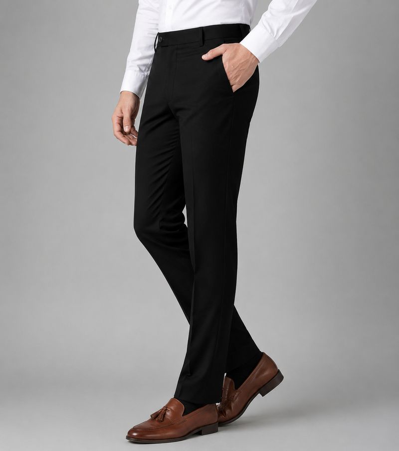 METRONAUT Men Black Cotton Blend Trousers - Image 5