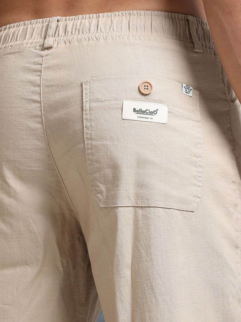 Bellaciao Clothings Co Men Cream Linen Trousers - Image 6