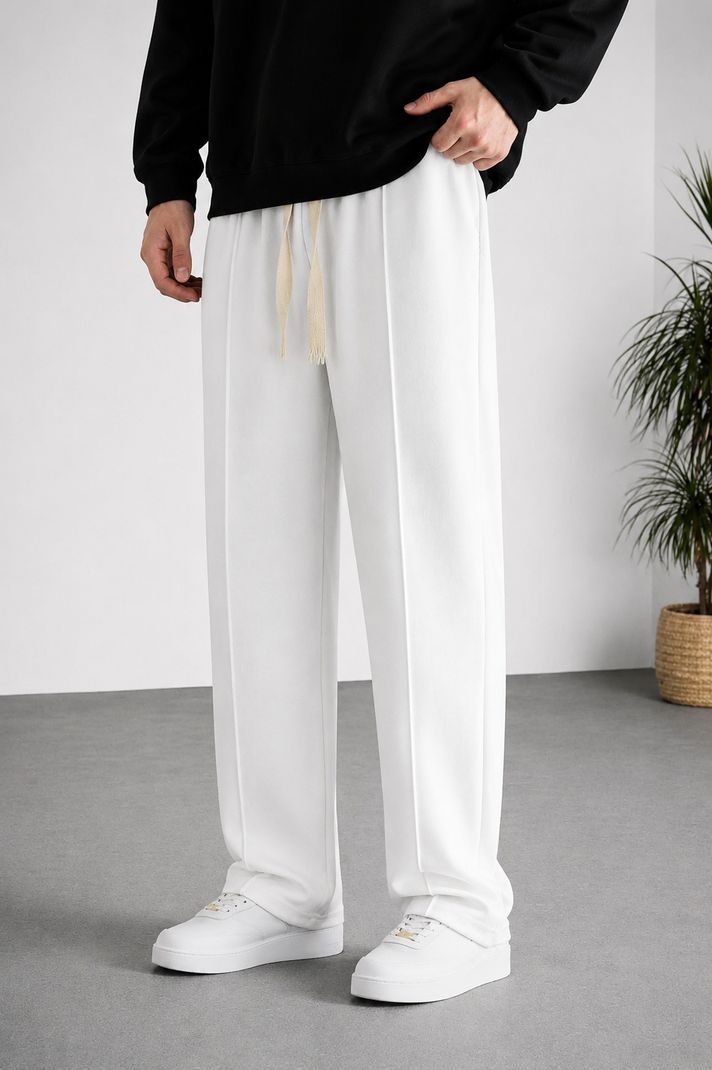 SAVAYO Men's Straight Fit White Trousers - Image 3