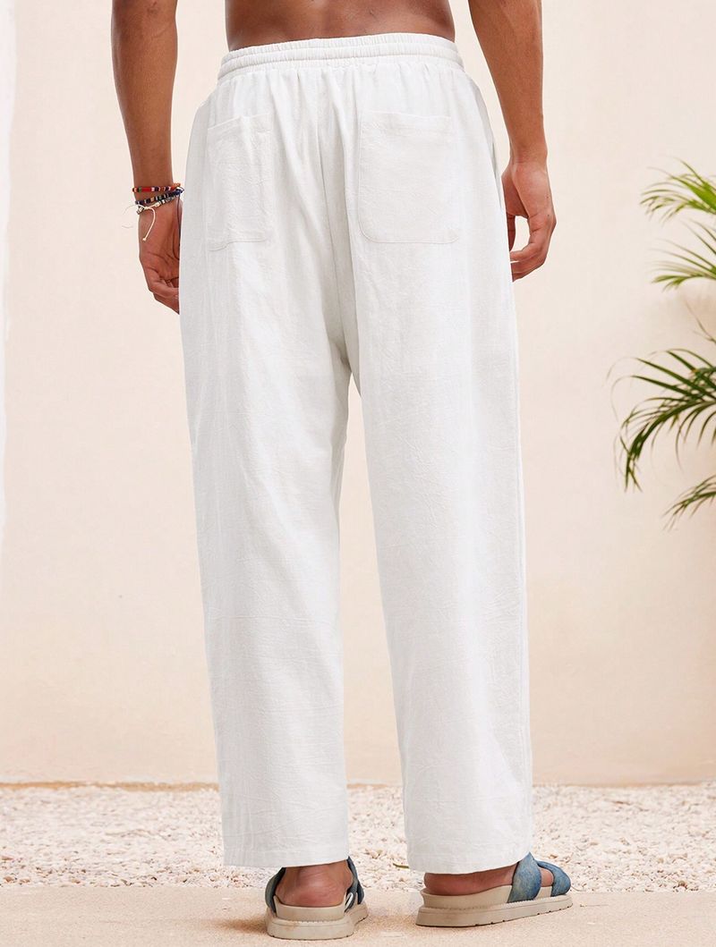 METRONAUT Comfort Fit Men White Pure Linen Trousers - Image 3