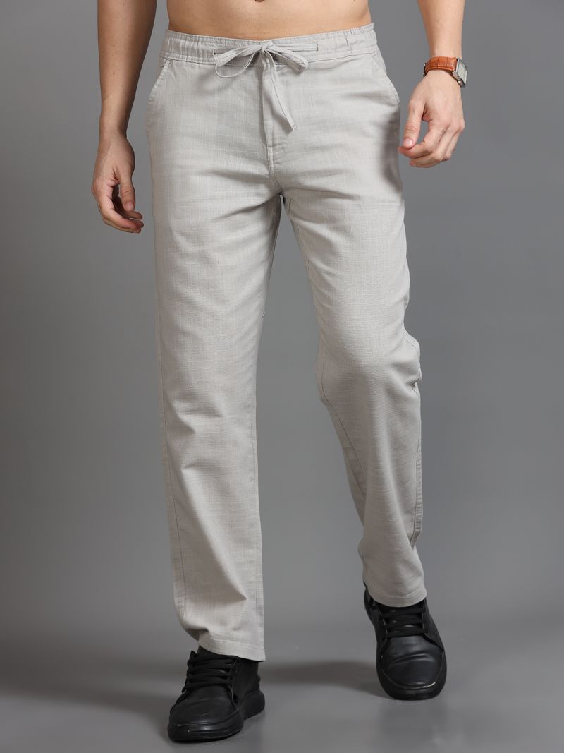HouseOfCommon Men Silver Pure Linen Trousers - Image 2