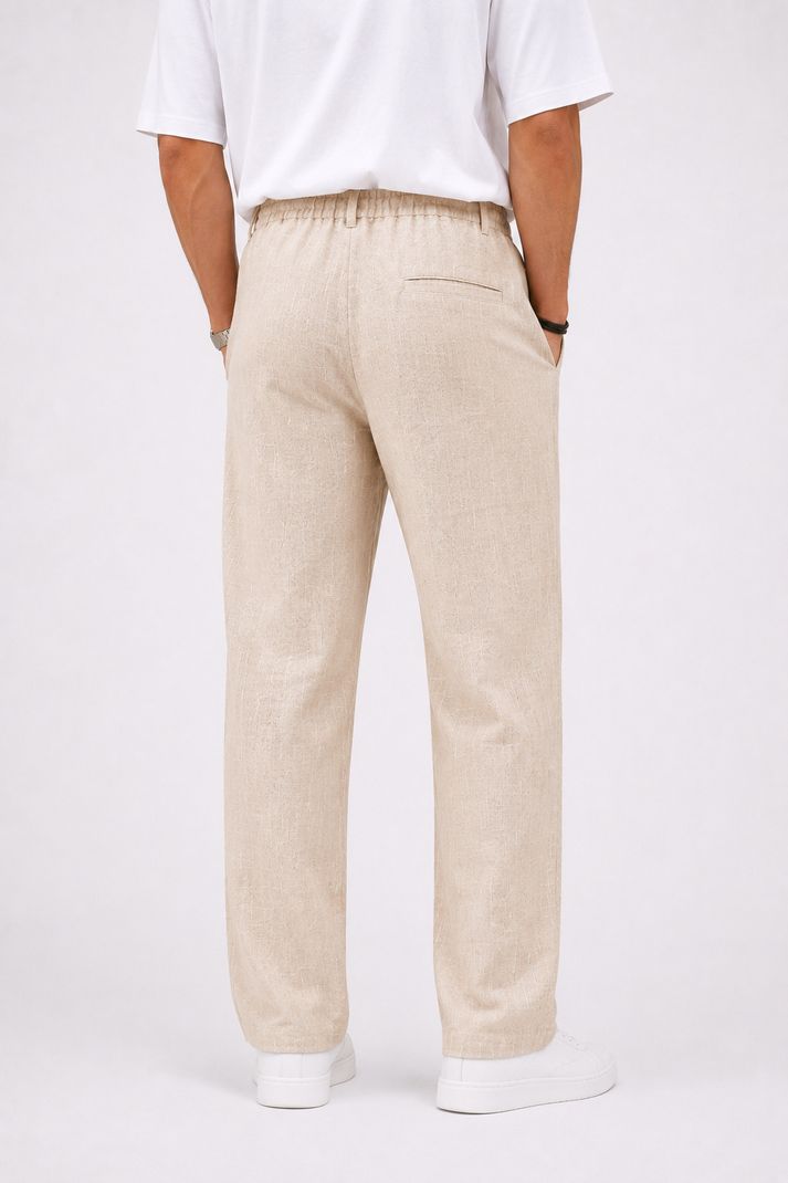 Bellaciao Men Beige Linen Blend Trousers - Image 4