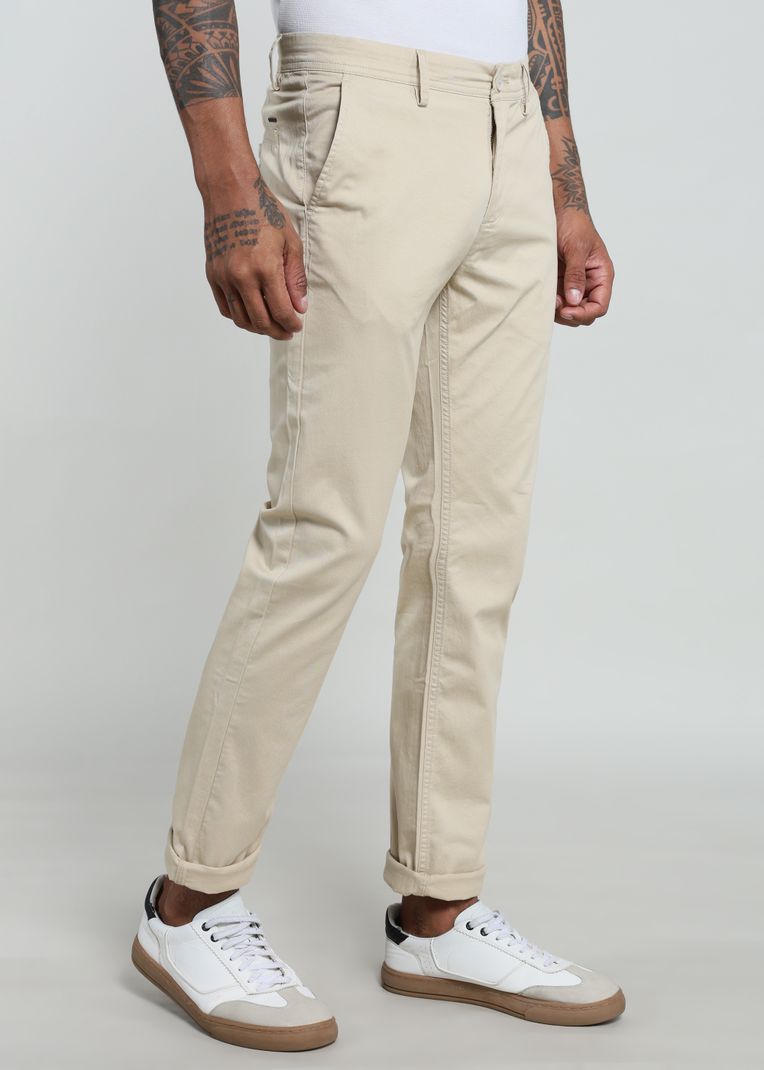 Peter England Men Relaxed Cream Cotton Trousers - Image 4