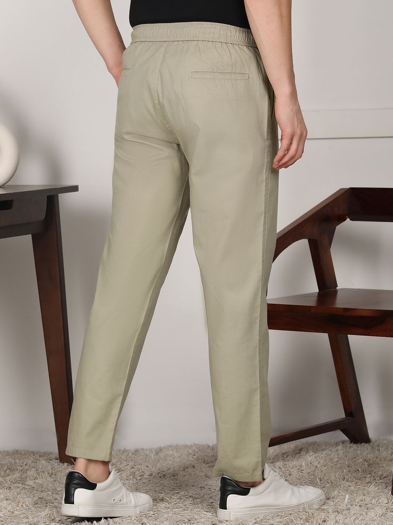 FUBAR Men Slim Fit Light Green Linen Trousers - Image 6