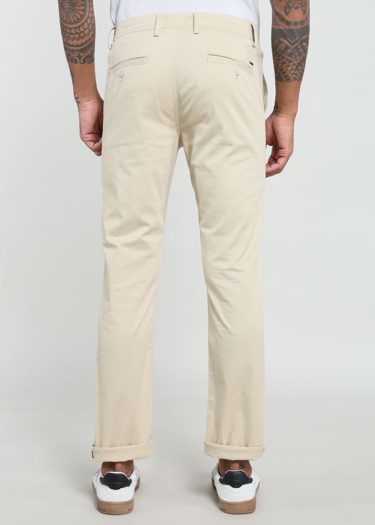 Peter England Men Relaxed Cream Cotton Trousers - Image 5