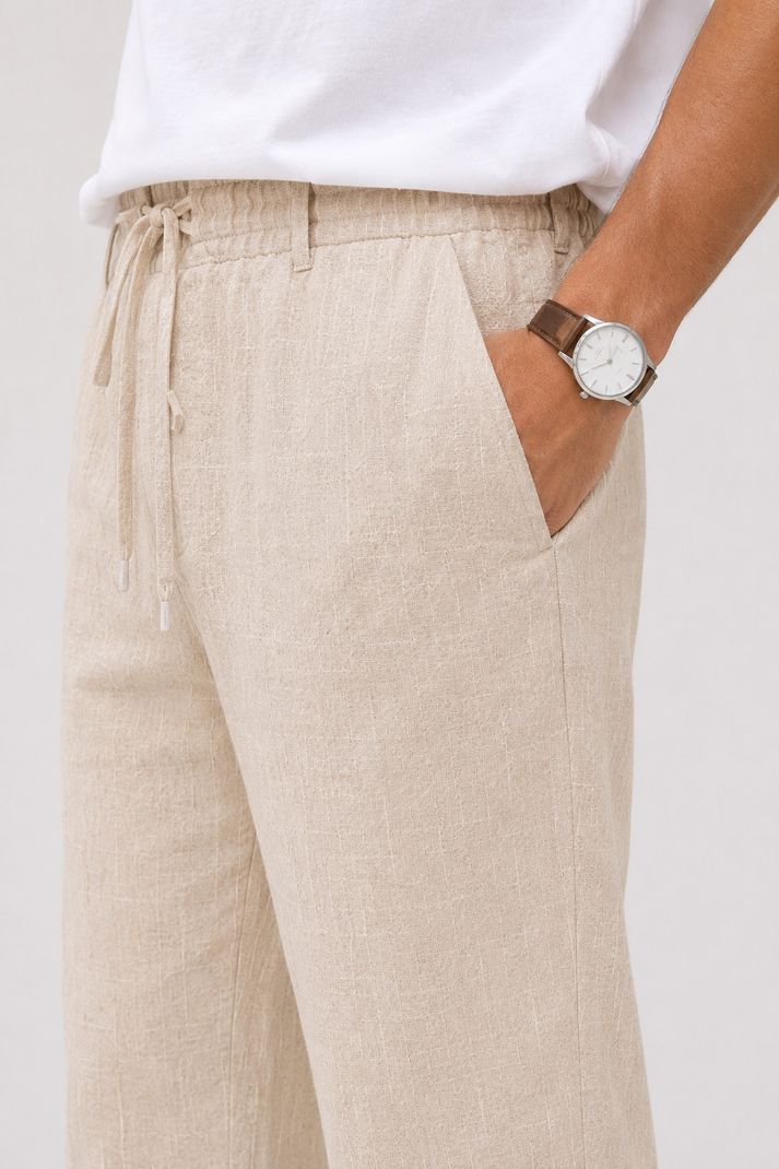 Bellaciao Men Beige Linen Blend Trousers - Image 6