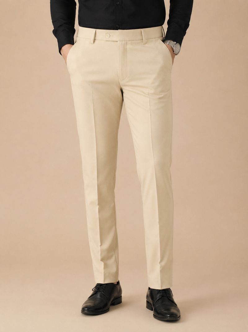 GANPATISULZ Men Slim Fit Beige Trousers - Image 4