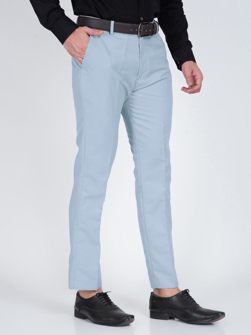CYPHUS Men Light Blue Cotton Trousers - Image 5