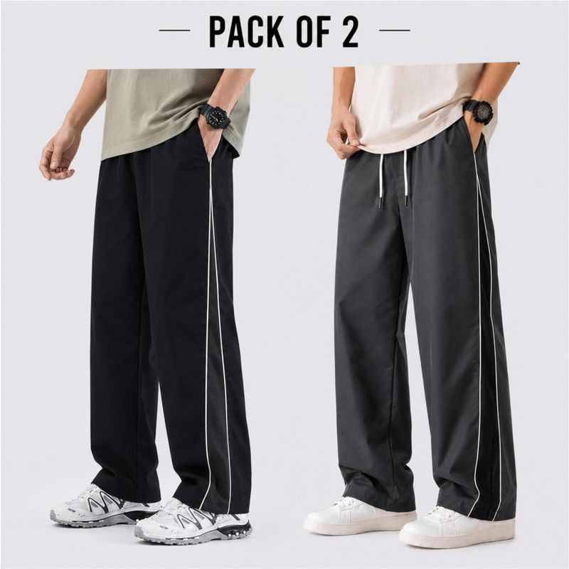 jocker Men's 2-Pack White, Black, Grey Polyester Trousers - Image 2