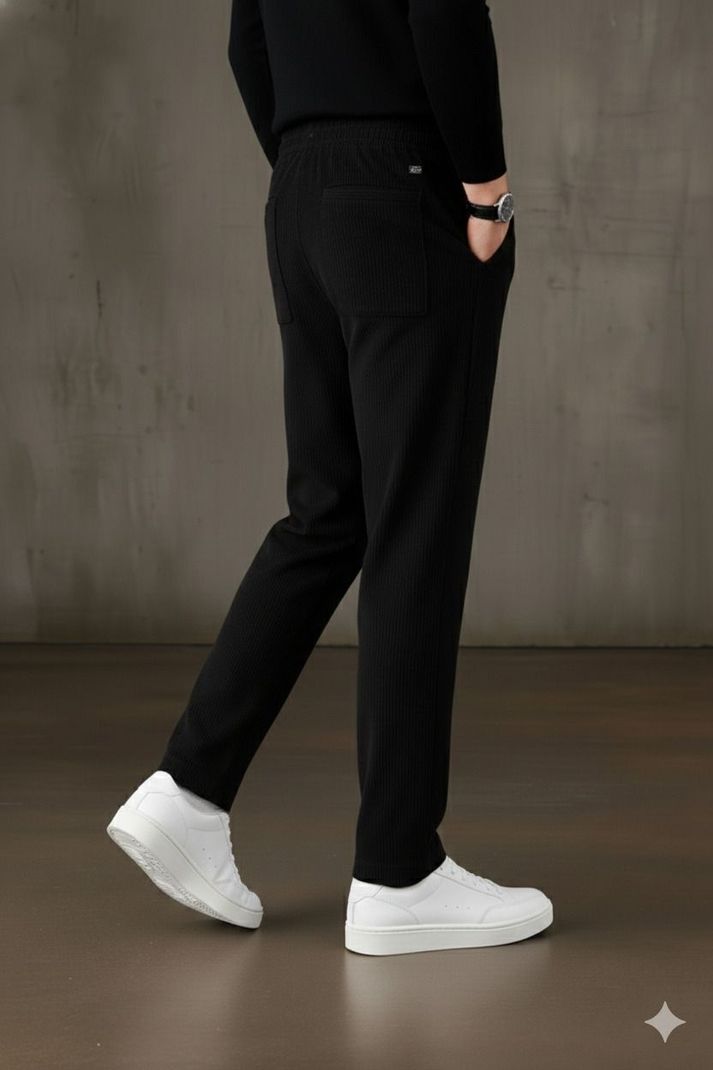 METRONAUT Straight Fit Black Polyester Trousers - Image 5