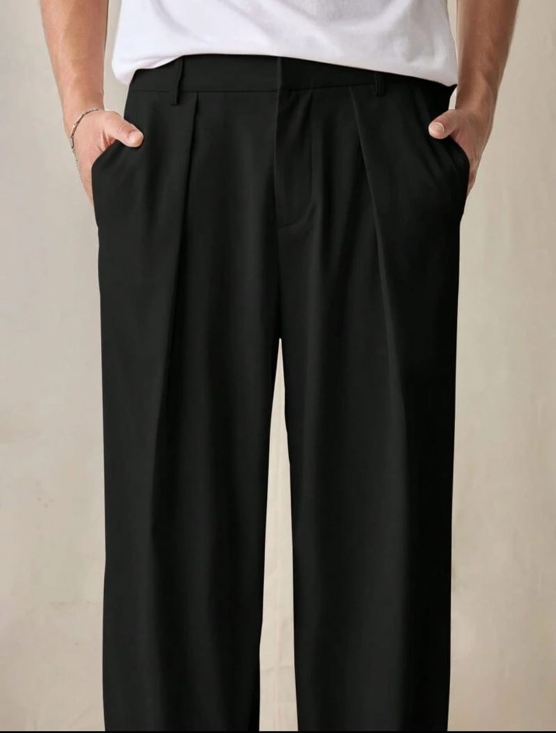 Broadstar Men Straight Fit Black Polyester Trousers - Image 5