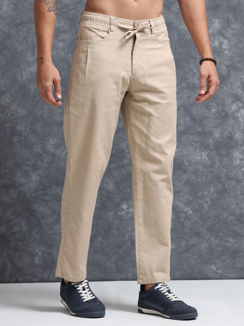 Bellaciao Clothings Co Men Cream Linen Trousers - Image 5