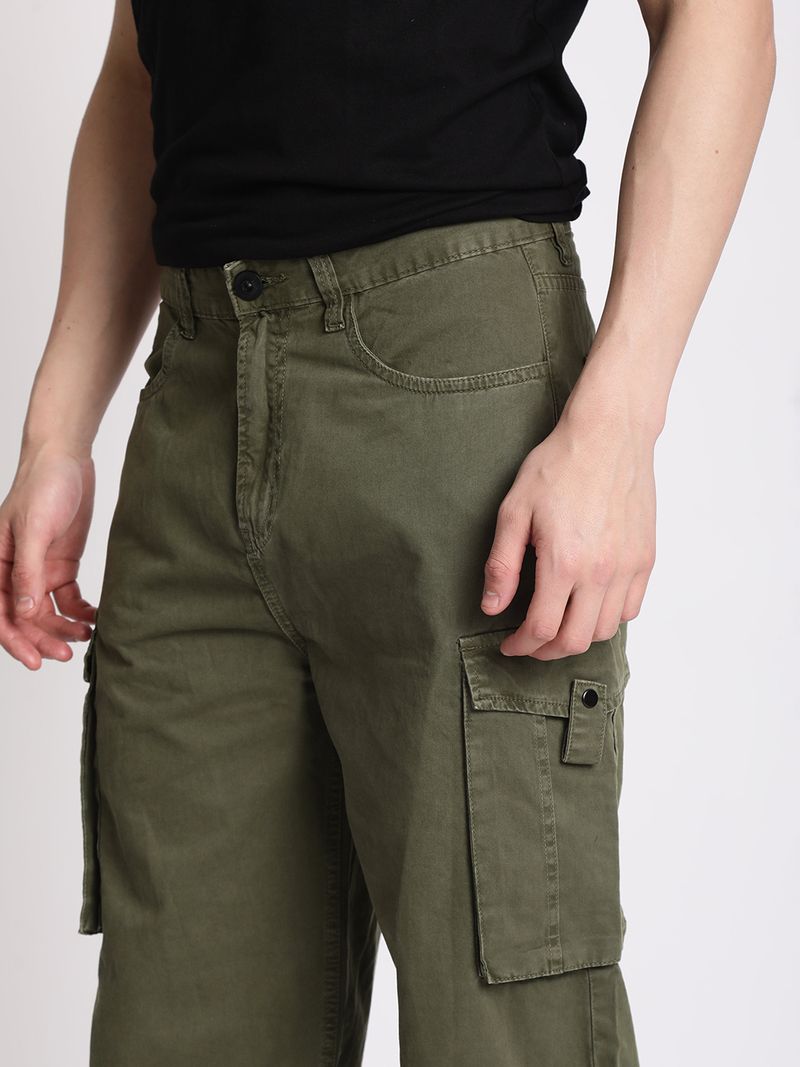 Roadster Men Loose Fit Dark Green Cotton Trousers - Image 6