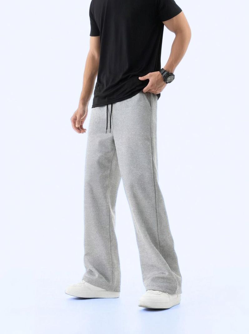 WEVOK WEAR Men Relaxed Grey Cotton Blend Trousers - Image 2