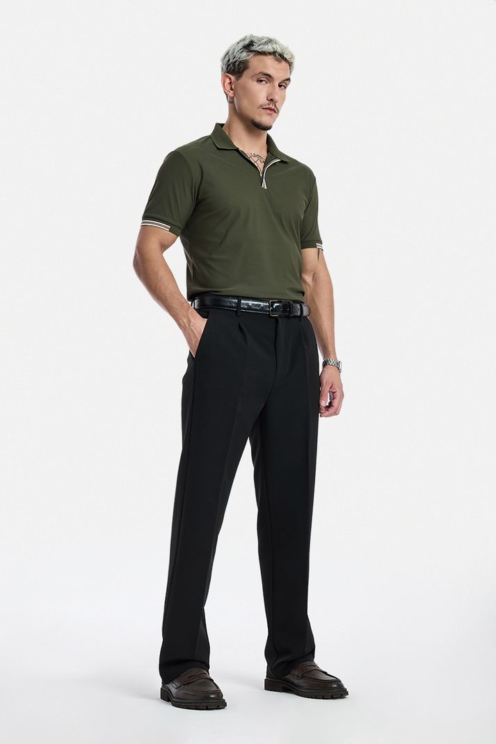 Snitch Men Straight Fit Black Polyester Trousers - Image 4