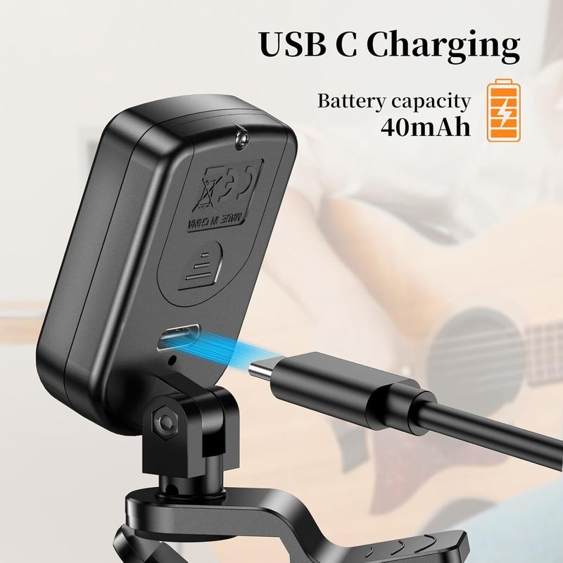BLUEBERRY Rechargeable 360° Rotatable Digital Tuner Black - Image 5
