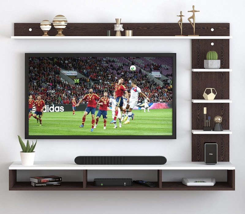 RADHACRAFT Engineered Wood TV Entertainment Unit Finish Color - Brown / White, DIY(Do-It-Yourself)