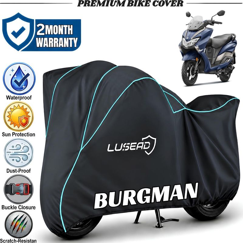 Lusead Waterproof Two Wheeler Cover for Suzuki Burgman Street, Black - Image 2
