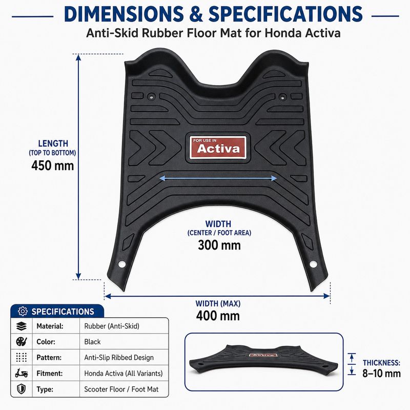 TA 7D Anti-Skid Rubber Foot Mat for Honda Activa 6G - Image 5