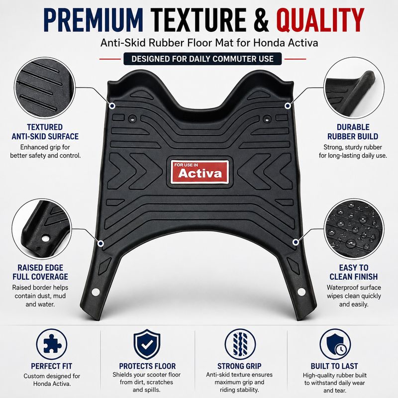 TA 7D Anti-Skid Rubber Foot Mat for Honda Activa 6G - Image 4