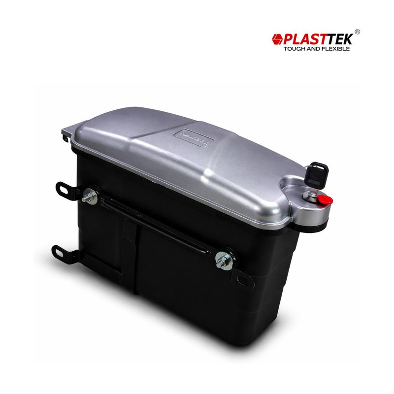 PLASTTEK Luggage Box Silver Plastic Motorbike Saddlebag 20 L