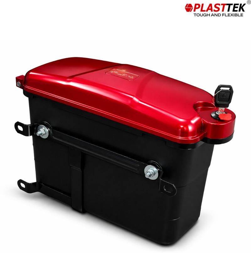 PLASTTEK Luggage Box Red, Black Plastic Motorbike Saddlebag 20 L