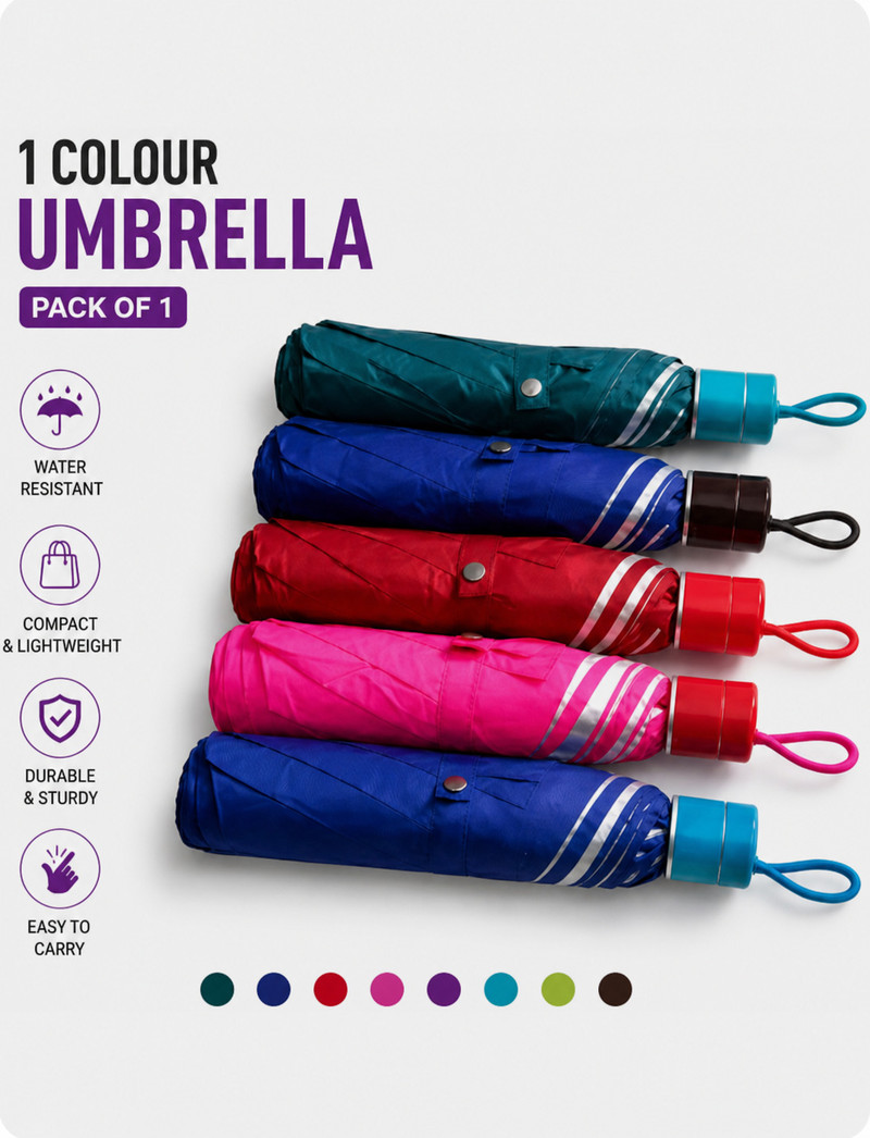 Glovi Mono silver Random colour combo pack of-1 Umbrella (Multicolor)