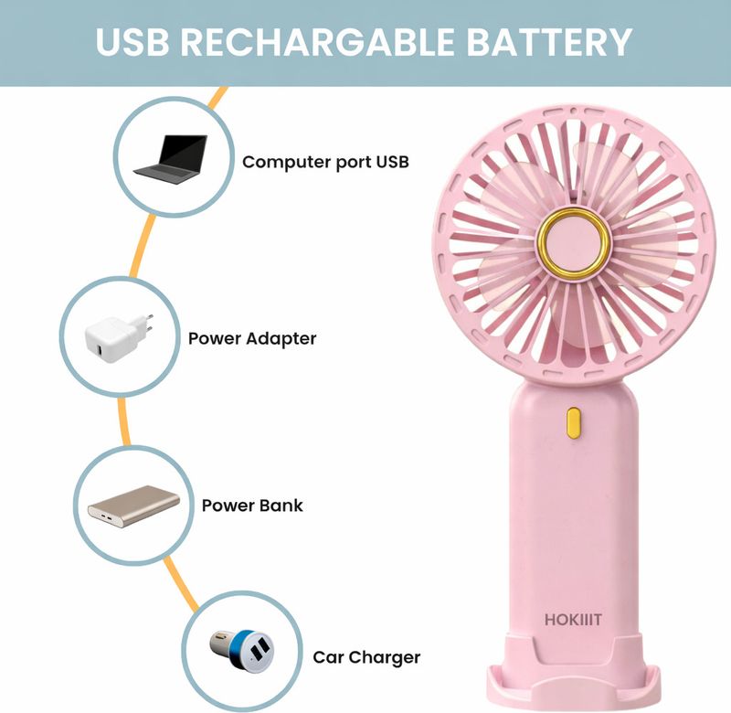 Hokiit Rechargeable Mini Hand Fan - Image 4