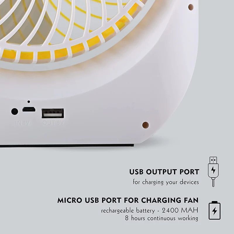 Ampeva 4000mAh Rechargeable Table Fan with LED Light - Image 3