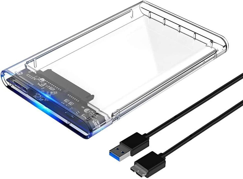 VOOCME USB 3.0 Transparent Portable Hard Disk Adapter for HDD & SSD Supports SATA III, 2.5 inch External Hard Disk Cover Transparent USB Hub Transpara