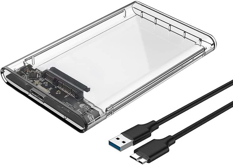 RuhZa USB Type C 3.1 to 2.5 Inch Sata External Hard Drive Enclosure HDD/SSD, Hard Disk Box (Transparent HDD Case) USB Hub Transparant
